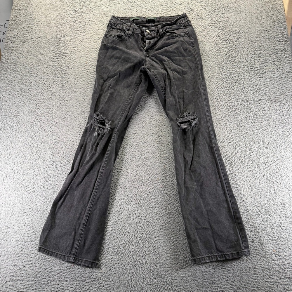 Wild Fable Jeans Women 2 Black Cotton Denim Bootcut Low-Rise Distressed Workwear